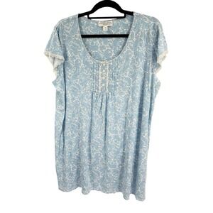 Miss Elaine Nightgown Size 2X Baby Doll Sleeveless Paisley Blue Women's Short